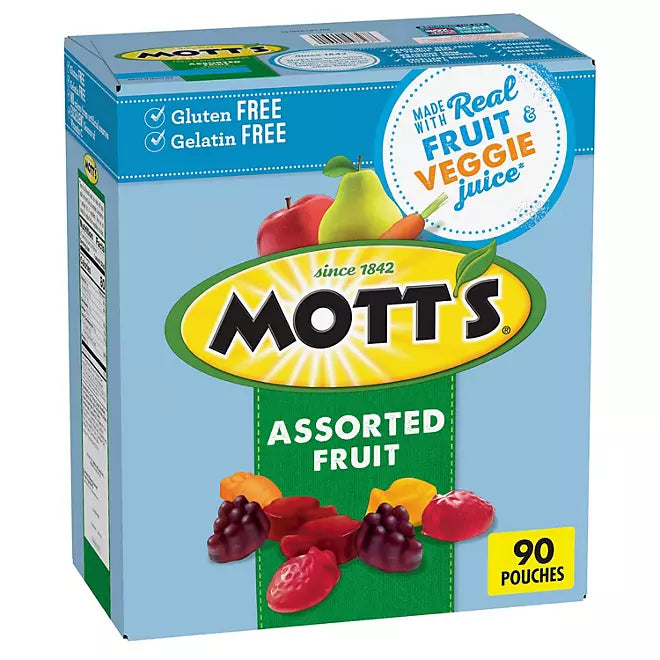 Mott's Fruit Flavored Snacks Assorted Fruit 0.8 oz., 90 pk.