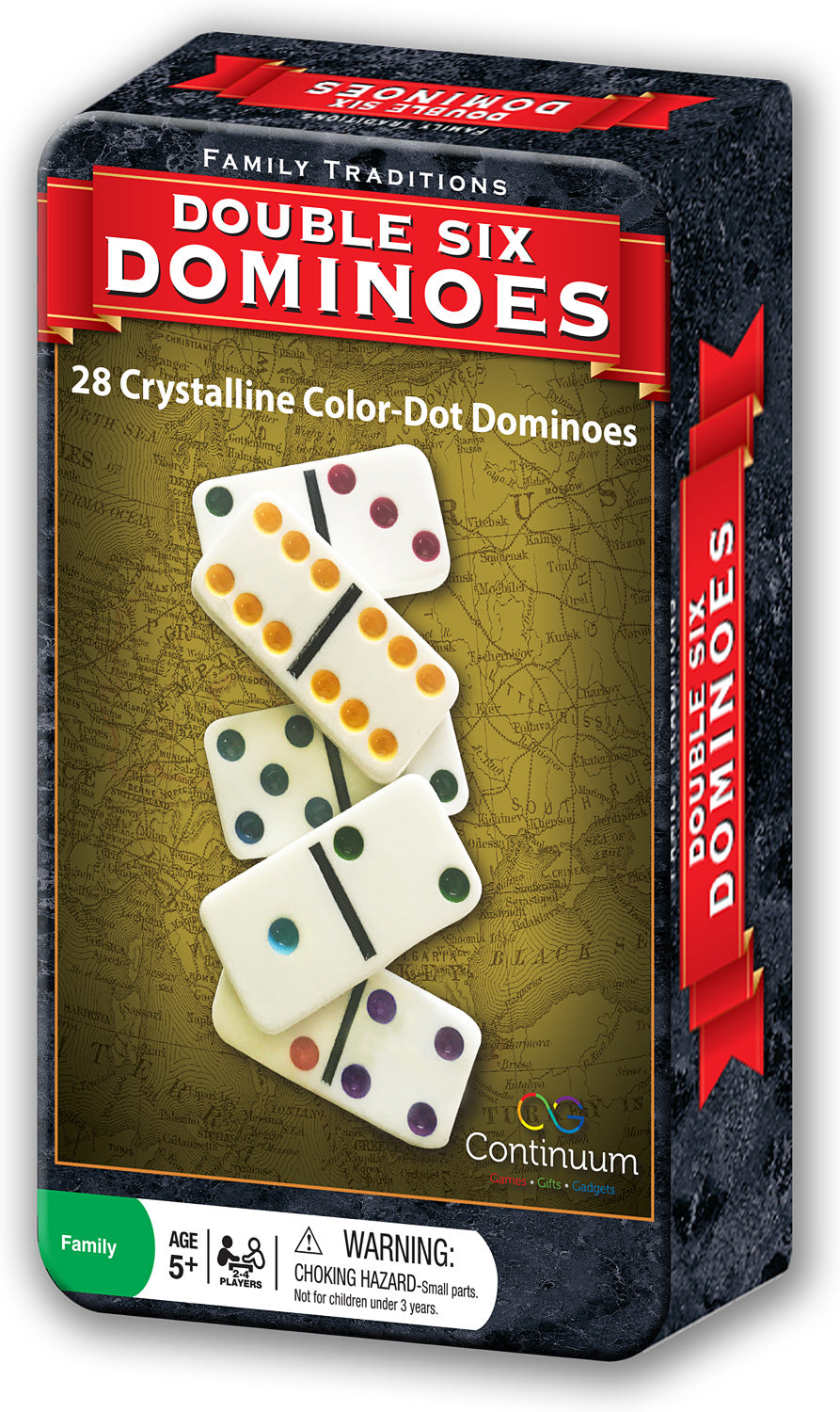 Family Traditions Double 6 Dominoes Tin