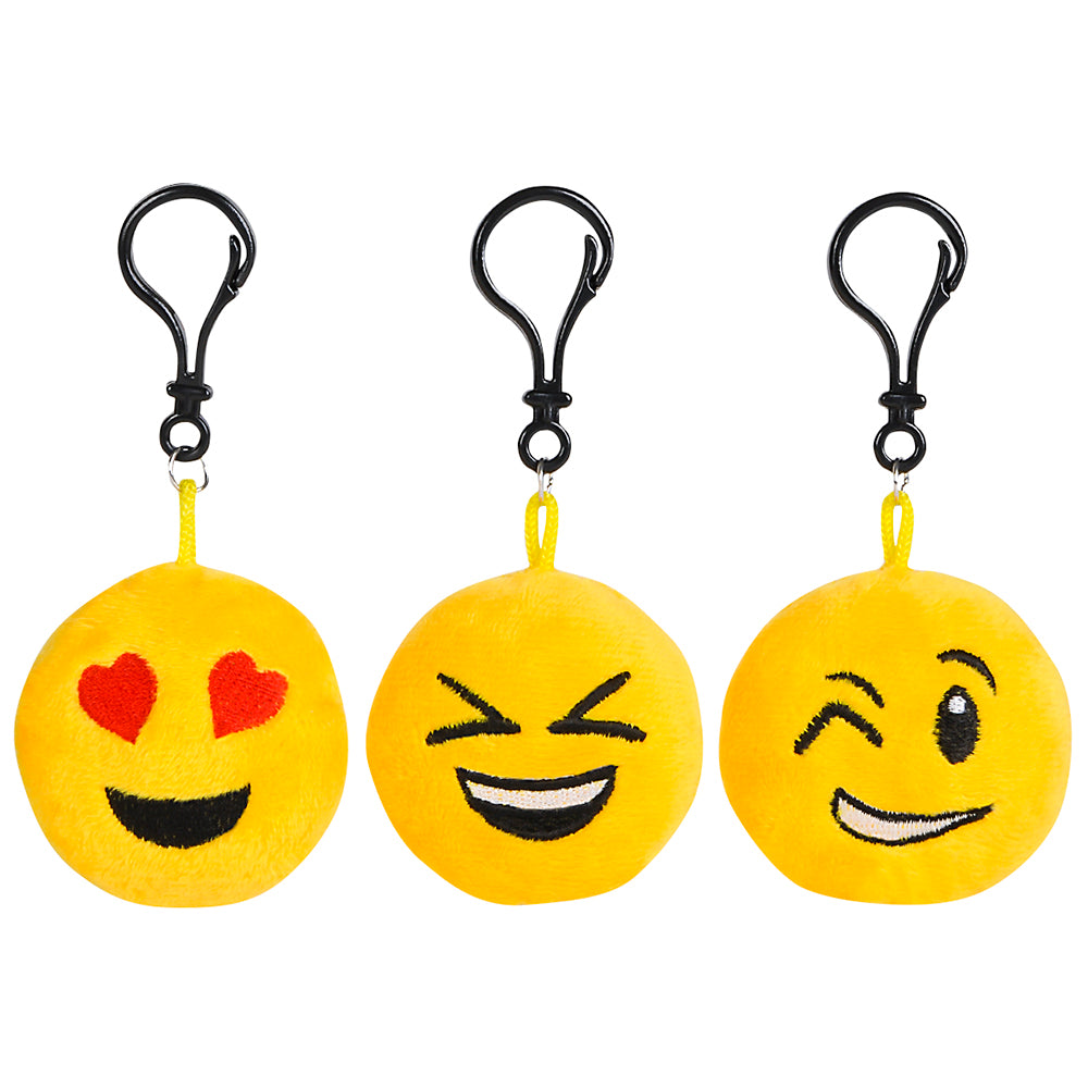 Plush Emoticon Backpack Clip - 2.75" - (Case Pack Quantity: 24) $1.00 per piece