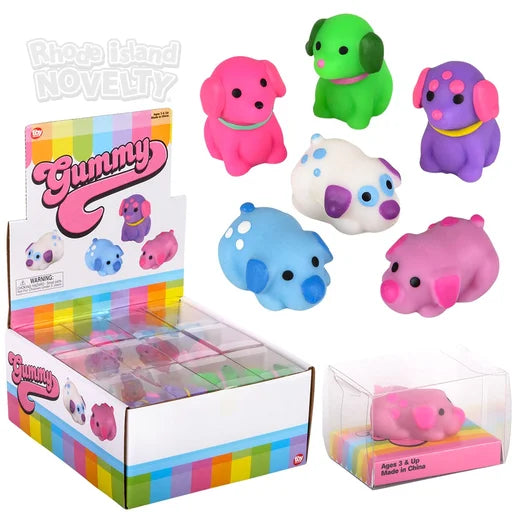 Squishy Dog Assortment 1.5" (Case Pack Quantity: 24) $1.02 per piece