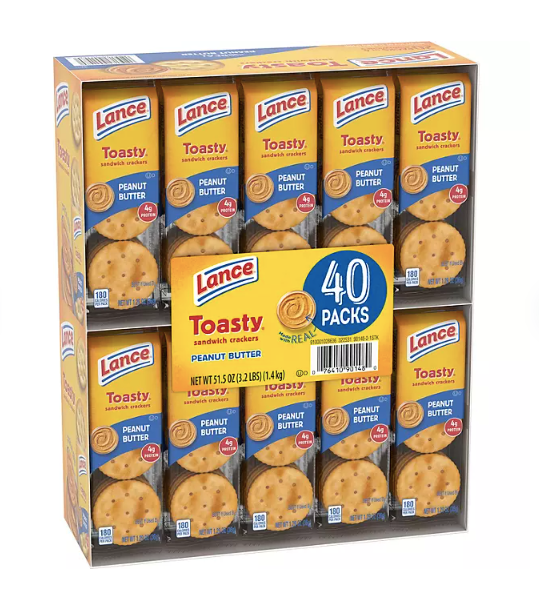 Lance Toasty Peanut Butter Sandwich Crackers, 1.29 oz., 40 pk.