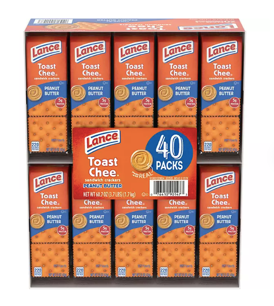 Lance ToastChee Peanut Butter Crackers, 1.52 oz., 40 pk.