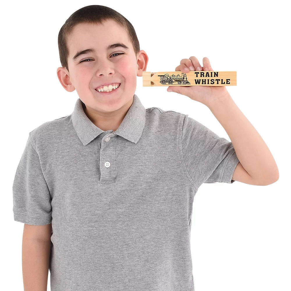 Wooden Train Whistle 7" - (12PC)