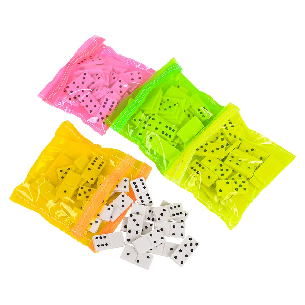 Mini Dominoes With Neon Pouch - 1.12" (Case Pack Quantity: 12) $1.50 per piece