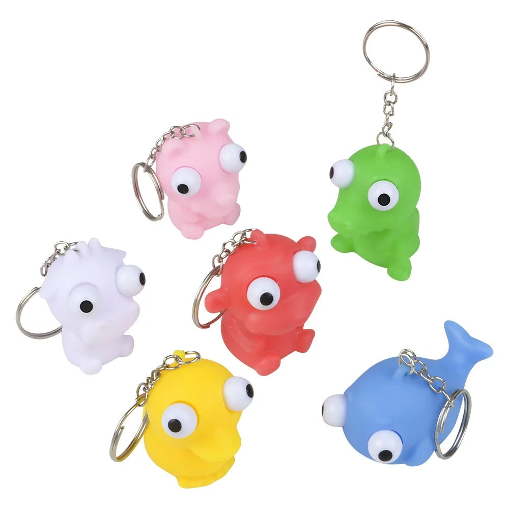 Squeeze Animal Popping Eye Keychain 2" (12 PC)