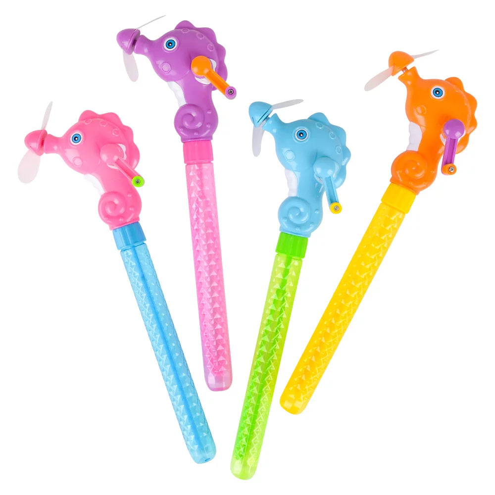 Sea Horse Wind-Up Fan Bubble Baton 11.75" - (Case Pack Quantity: 12) $3.13 per piece