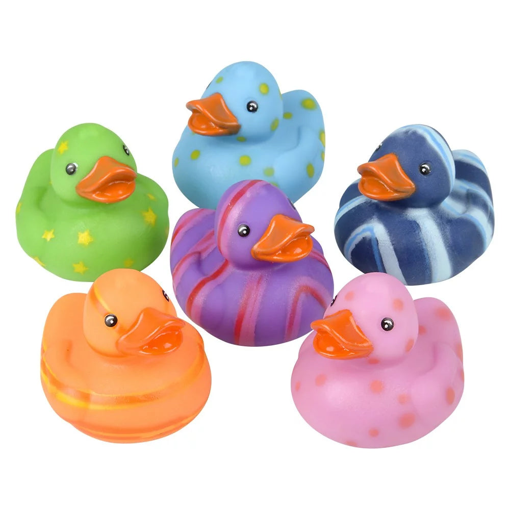 Multicolored Pattern Rubber Duckies - (Case Pack Quantity: 12) $1.16 per piece