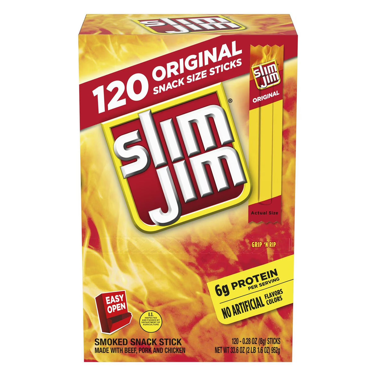 Slim Jim Snack Sized Smoked Meat Sticks, Original Flavor, 0.28 oz., 120 pk.