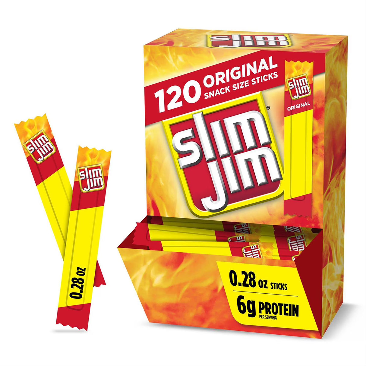Slim Jim Snack Sized Smoked Meat Sticks, Original Flavor, 0.28 oz., 120 pk.