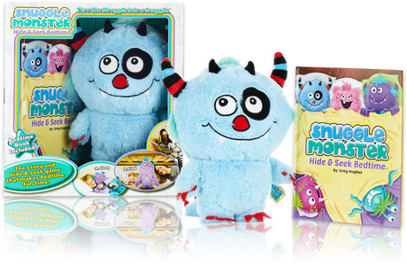 blue Snuggle Monster with book